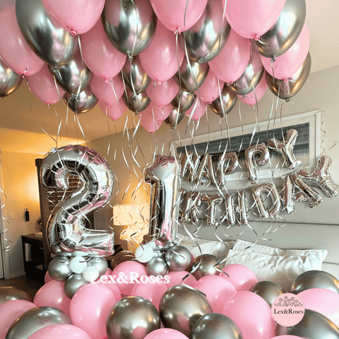 Birthday Room Decor - Pink & Silver