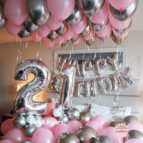 Birthday Room Decor - Pink & Silver