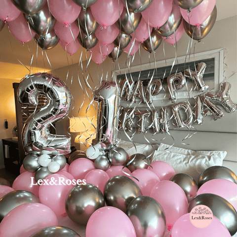 Birthday Room Decor - Pink & Silver