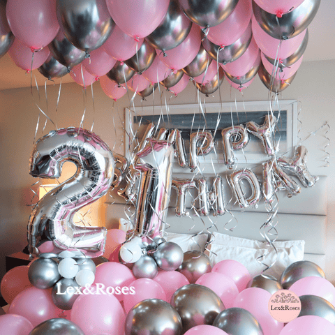 Birthday Room Decor - Pink & Silver