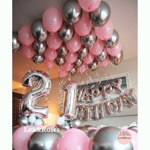 Birthday Room Decor - Pink & Silver