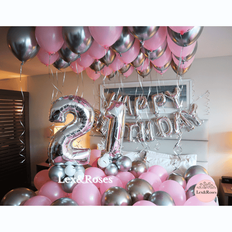 Birthday Room Decor - Pink & Silver