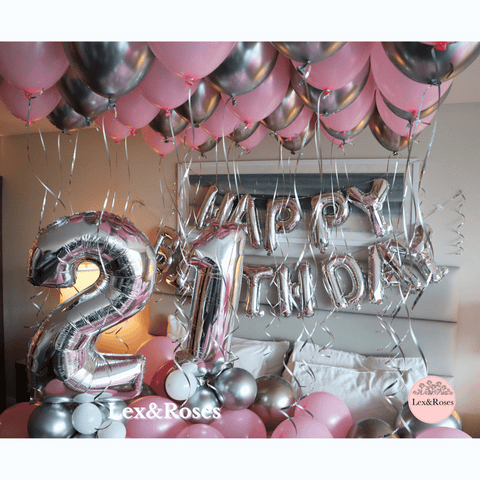 Birthday Room Decor - Pink & Silver